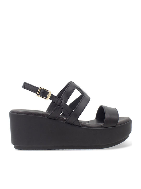 Women's Leather Platform Shoes Black