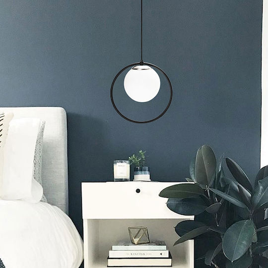 Adjustable Pendant Light Black Ball with Socket E27