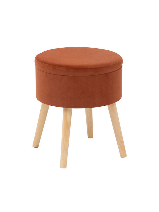 Living Room Stool with Storage Space Upholstered in Fabric Tess Ambre 37x37x43.5cm