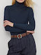 Ralph Lauren Women's Long Sleeve Sweater Cotton Turtleneck Navy