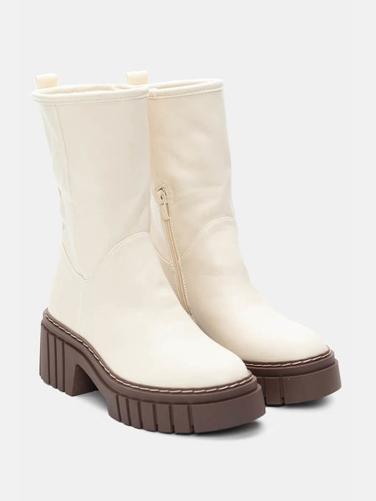 Lug Sole Ankle Boots 4313202-beige