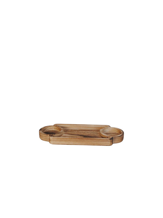 Atmosphera Wooden Dessert Divided Serving Plate with 3 Slots Beige 15x35x3cm