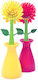 Fylliana Flower Plastic Cleaning Brush with Handle Yellow