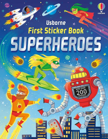 Първа книжка със стикери Супергерои Usborne Publishing Ltd Мека корица