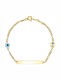Silver Children's ID Bracelet Silver 925 Enamel Evil Eye Charm