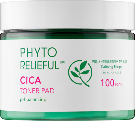 Thank You Farmer Phyto Relieful Cica Toner Pad Facial Toner Pads with Centella Asiatica Ceramides & Panthenol 100 Pieces
