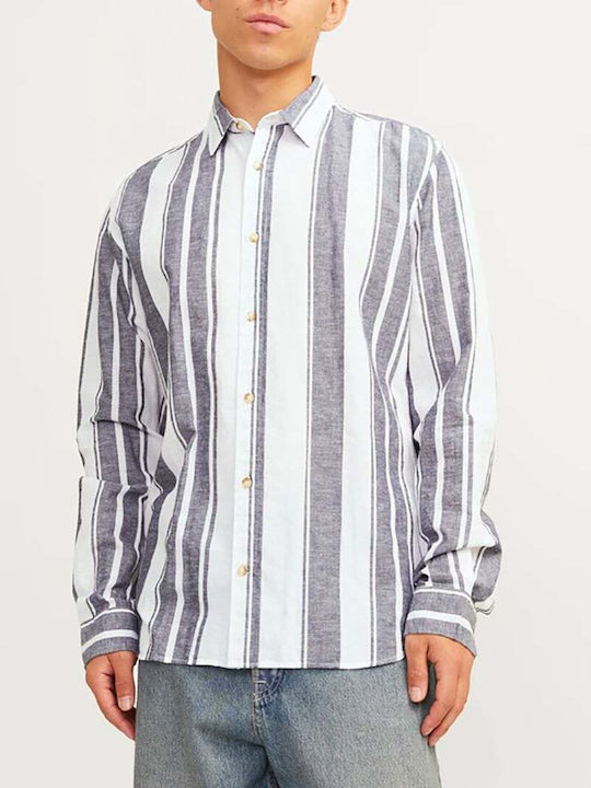 Jack & Jones Long-sleeved Linen Shirt Striped N...