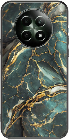 Cracked Marble Gold Teal Realme 12 5G Black TPU Black Silicone