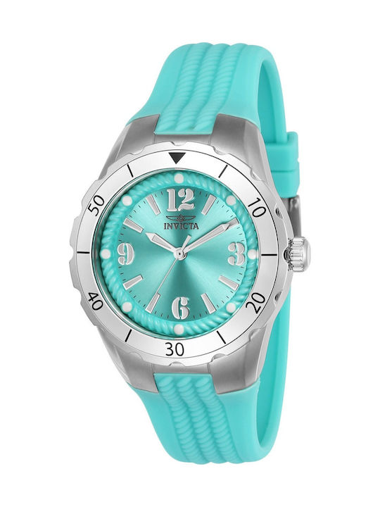 Invicta Angel Дамски Часовник 38mm Кварцов с Тюркоазен Каучуков Каишка