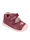 Anatomical Leather Kids Boots with Velcro Burgundy