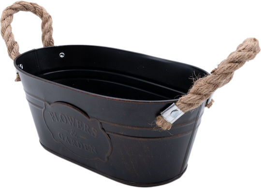 Uncle George Vintage Übertopf Metall Schwarz 28x14.5x12εκ.