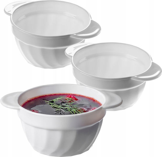 Kadax Serving Bowl Round Glass White with Diameter 18.5cm 3pcs