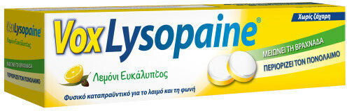Sanofi Vox Lysopaine Lozenges Gluten-Free Lemon & Eucalyptus 18pcs