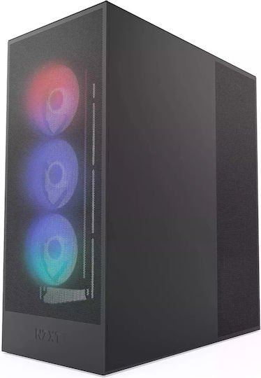 NZXT H7 Flow RGB Gaming Midi Tower Κουτί Υπολογιστή με Πλαϊνό Παράθυρο Μαύρο