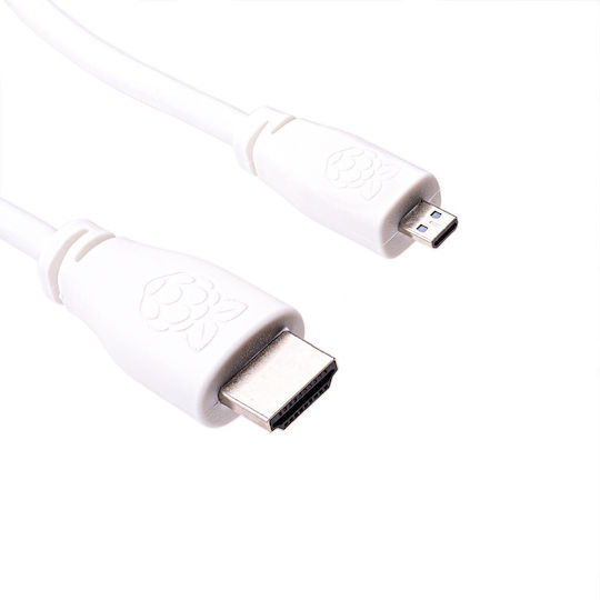 Άσπρο 2m Official Καλώδιο Raspberry Pi 4 Micro-hdmi To Standard Hdmi Type A