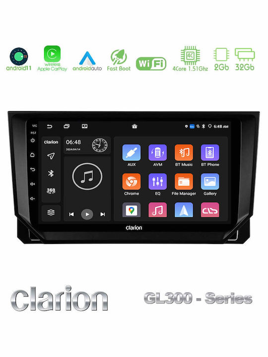 Clarion Car Audio System for Seat Arona / Ibiza 2022-2023 (Bluetooth/USB/AUX/WiFi/GPS/Apple-Carplay/Android-Auto) with Touch Screen 9"