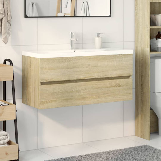 vidaXL Blat cu Lavoar L100xW45xH38.5cm Maro