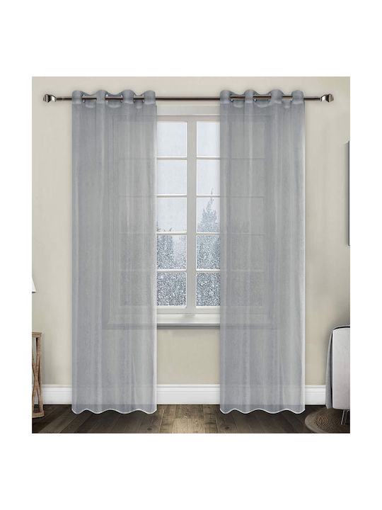 Vasilas Home Κουρτίνα με Τρουκς Γκρι 140x270εκ.