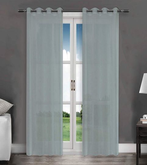 Vasilas Home Κουρτίνα με Τρουκς Γκρι 140x270εκ.