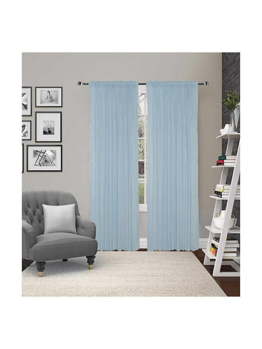 Vasilas Home Κουρτίνα με Τρέσα Γαλάζια 140x270εκ.