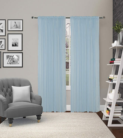 Vasilas Home Κουρτίνα με Τρέσα Γαλάζια 140x270εκ.