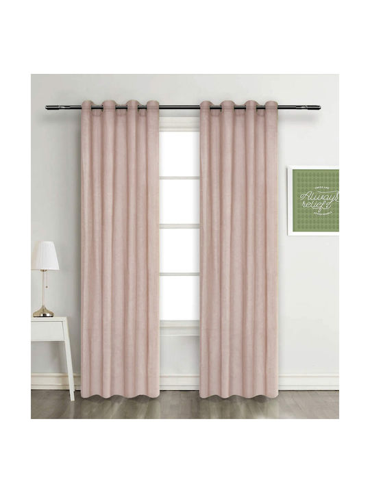 Vasilas Home Κουρτίνα με Τρουκς Ροζ 140x270εκ.
