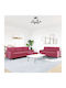 Living Room Furniture Set 3-Seater & 2-Seater & Stool Red