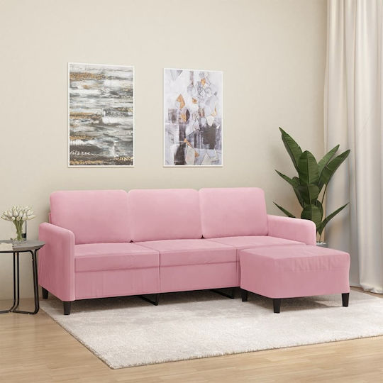 Dreisitzer Sofa Samt Rosa 198x77x80cm