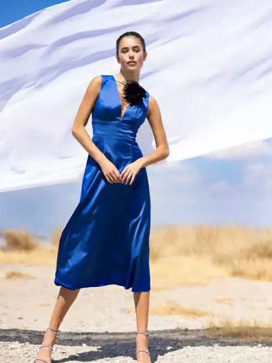 Cocktail Satin Blue Dress