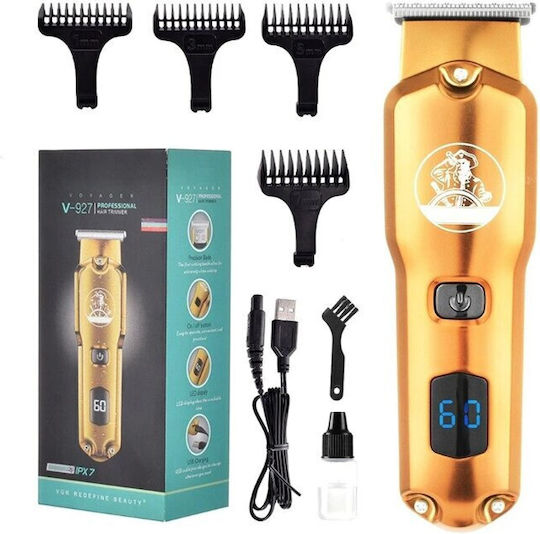 Vgr V-927 5W Kabelloser Haarschneider mit LCD-Bildschirm USB-Aufladung Gold