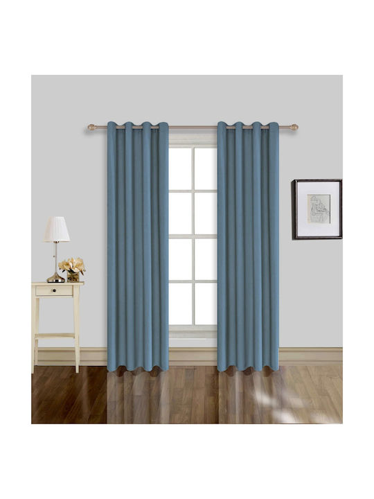 Vasilas Home Κουρτίνα με Τρουκς Μπλε 140x270εκ.
