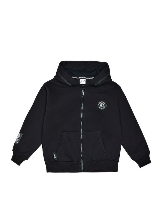Kinder-Strickjacke mit Kapuzen Schwarz