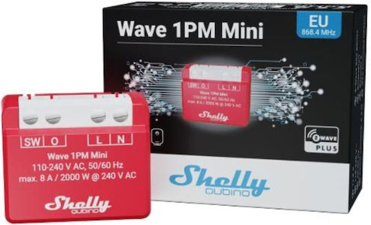 Shelly Wave 1pm Mini Smart Switch 1 Καναλιού Z-Wave 8A (με Ουδέτερο)