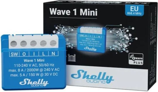 Shelly Qubino Wave 1 Mini Smart Switch 1 Καναλιού Wi-Fi, Z-Wave & RF 8A (με Ουδέτερο)