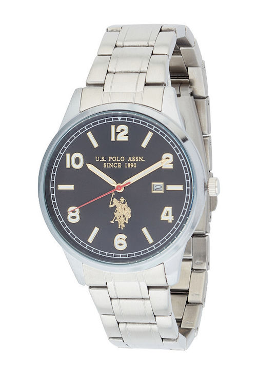 U.S. Polo Assn. Herrenuhr Batterie mit Silber Metallarmband