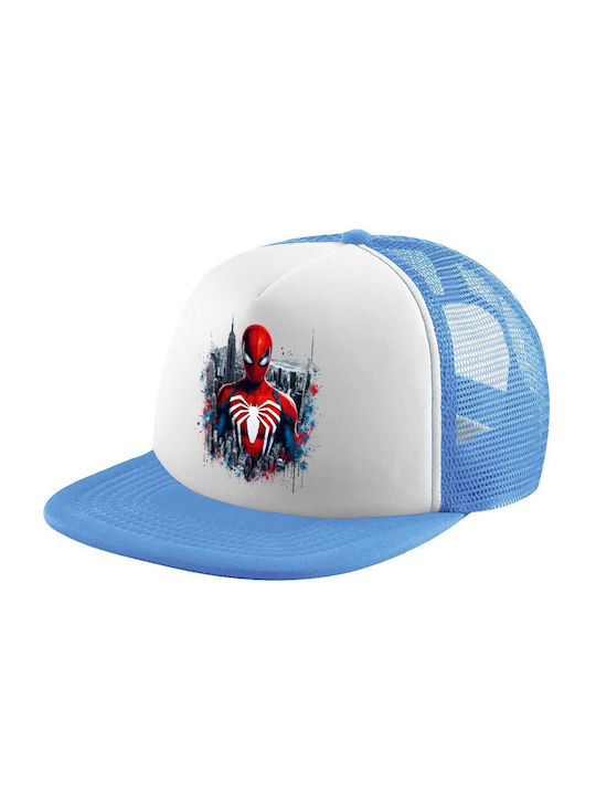 Koupakoupa Kids' Hat Jockey Fabric Spiderman City Light Blue