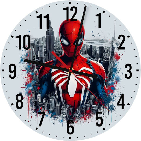 Koupakoupa Детски стенен часовник Spiderman City Дърво 30εκ.