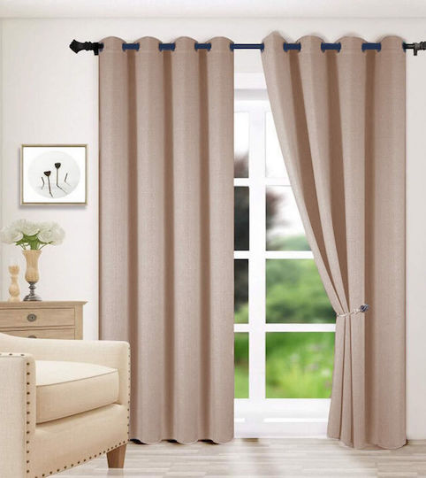 Vasilas Home Κουρτίνα με Τρουκς Μπεζ 140x270εκ.