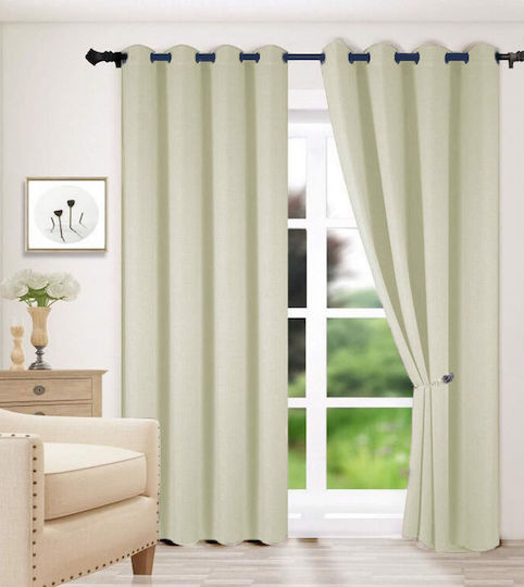Vasilas Home Curtain With Beige Grommets 140x270cm