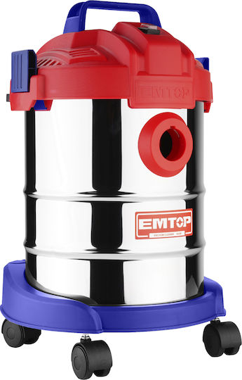 Emtop Σκούπα Υγρών / Στερεών 800W με Ανοξείδωτο Κάδο 12lt