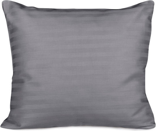 Satin-Baumwoll-Kissenbezug Gestreift Anthrazit/50x60