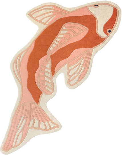Broste Copenhagen Χαλί Μάλλινο 97x130cm Πορτοκαλί - Ροζ