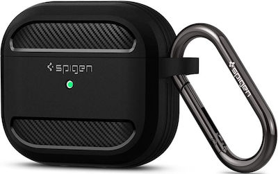 Spigen Rugged Armor Θήκη Σιλικόνης με Γάντζο Matte Black για Apple AirPods 3