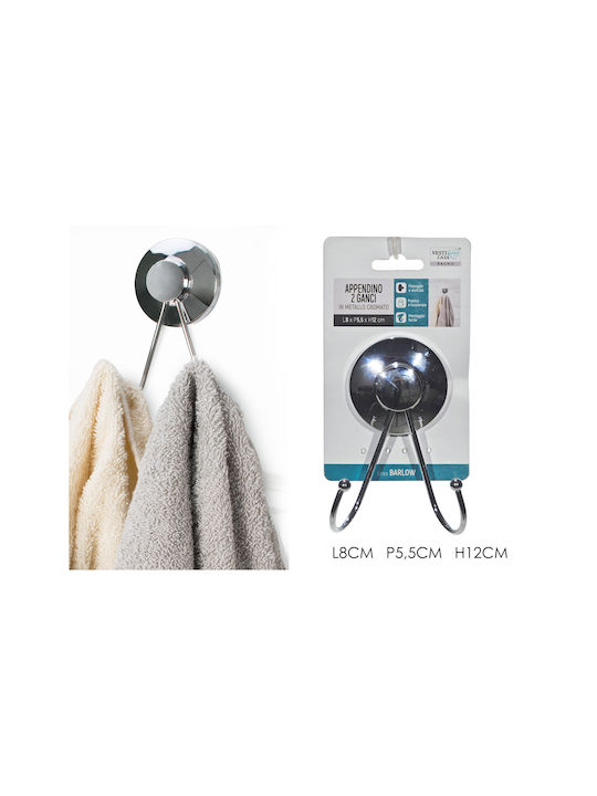 ArteLibre Bathroom Hook Single with Suction Cup 8x5.5cm Silver