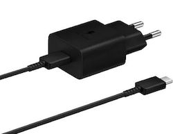 Samsung Charger with USB-C Port and Cable USB-C - USB-C 15W Power Delivery Blacks (EP-T1510EBE Bulk)