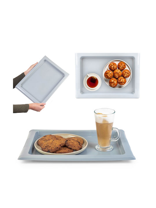 Kadax Plastic Rectangular Serving Tray with Handles in Gray Color 40x28cm 32994 1pcs