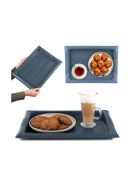 Kadax Plastic Dreptunghiular Tavă de Servire cu Mânere în Culoare Gri 40x28cm 32995 1buc