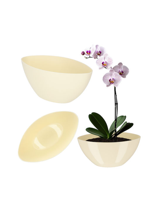 Kadax Flower Pot 30cm Oval Plant Plastic Ecru