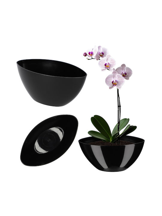 Kadax Flower Pot 30cm Oval Planter Plastic Black