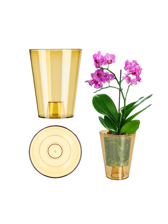 Kadax Orchid Pot Cover Plastic Plant 12cm Honey